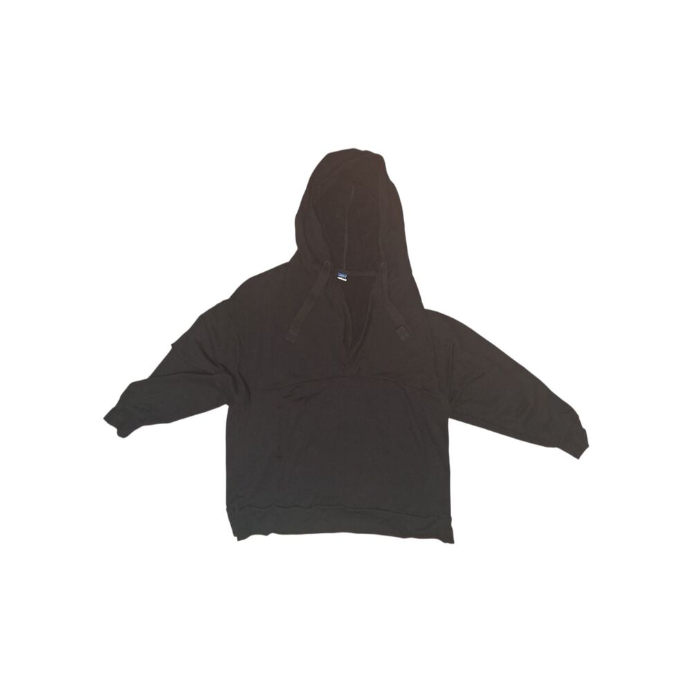Get After It Black Split V-Neck Pullover Oversized Hoodie Sweatshirt -Size Small